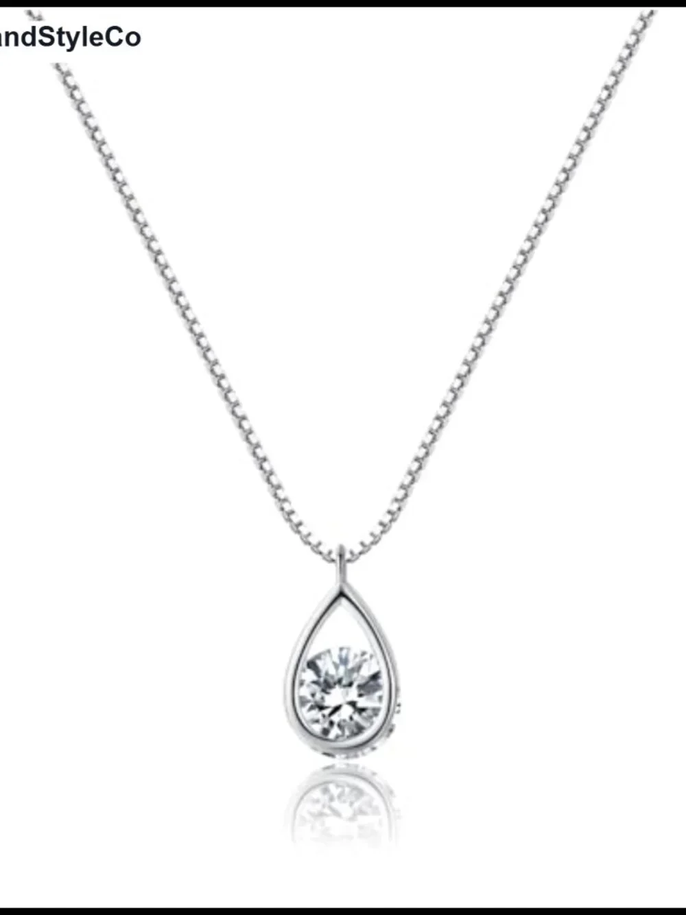 925 Sterling Silver Teardrop CZ Pendant Necklace for Women Girls